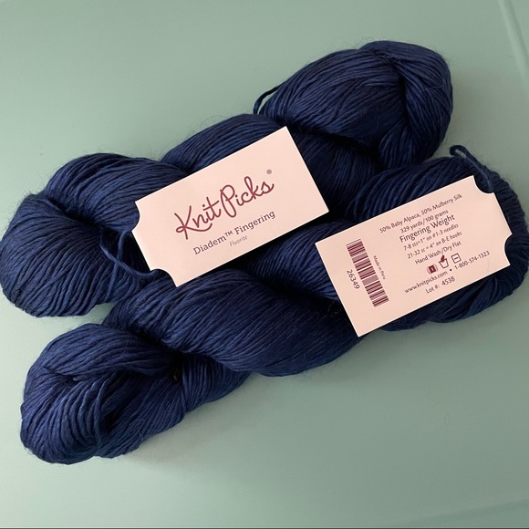 Knitpicks Other - Knitpicks Diadem Fingering Fluorite Blue Baby Alpaca Mulberry Silk Yarn